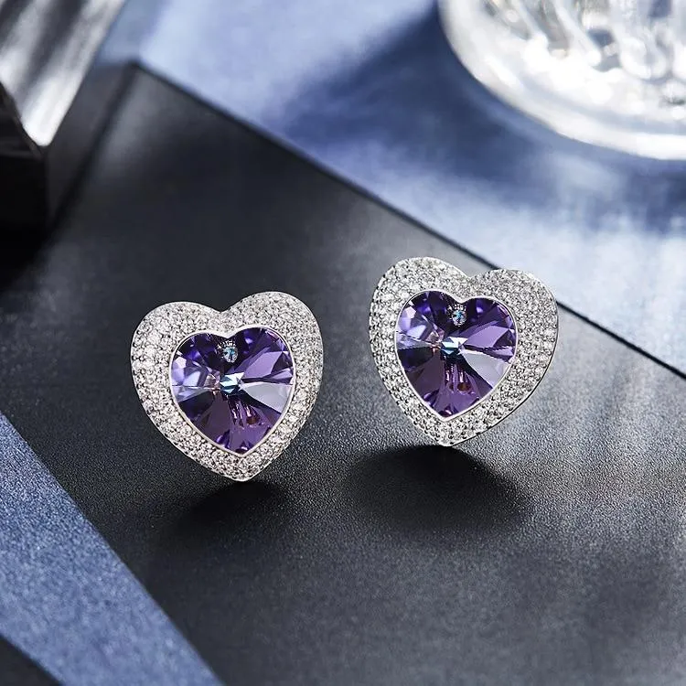 Elegant Blue Rhinestone Stud Earrings
