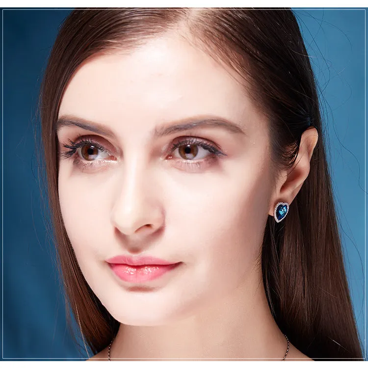 Elegant Blue Rhinestone Stud Earrings