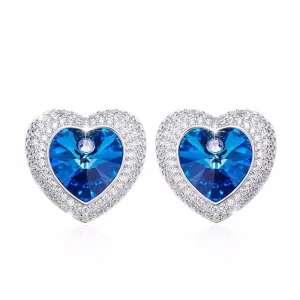Elegant Blue Rhinestone Stud Earrings