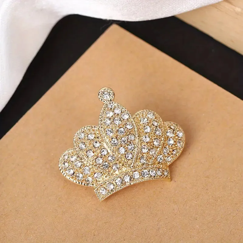 Elegant Crystal Crown Brooch