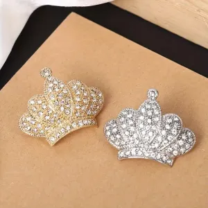 Elegant Crystal Crown Brooch