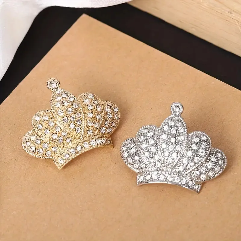 Elegant Crystal Crown Brooch
