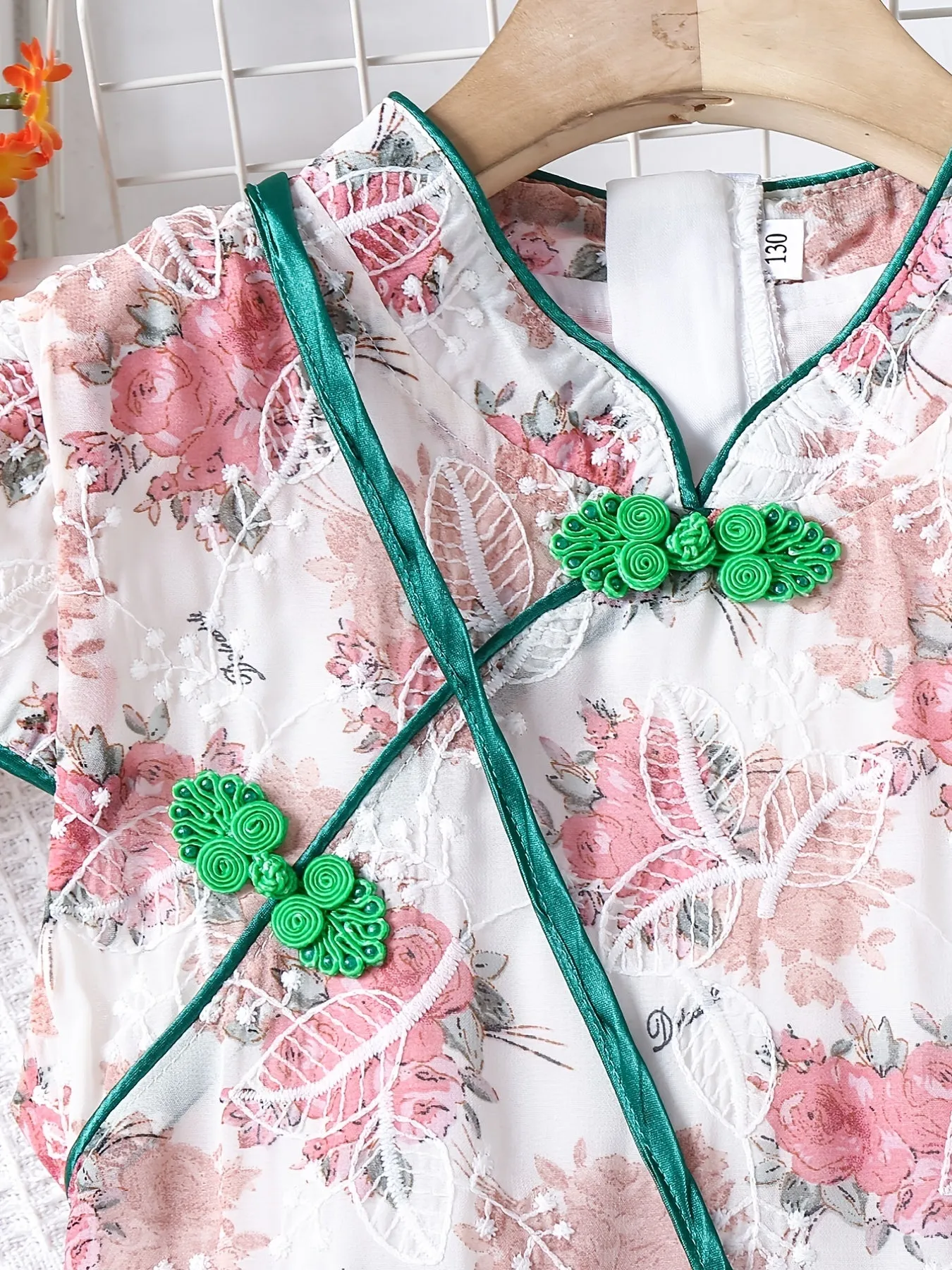 Elegant Embroidered Cheongsam Dress with Tassel Bag