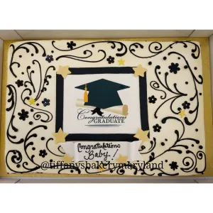 Elegant Grad Edible Image Layon on Full Sheet Cake