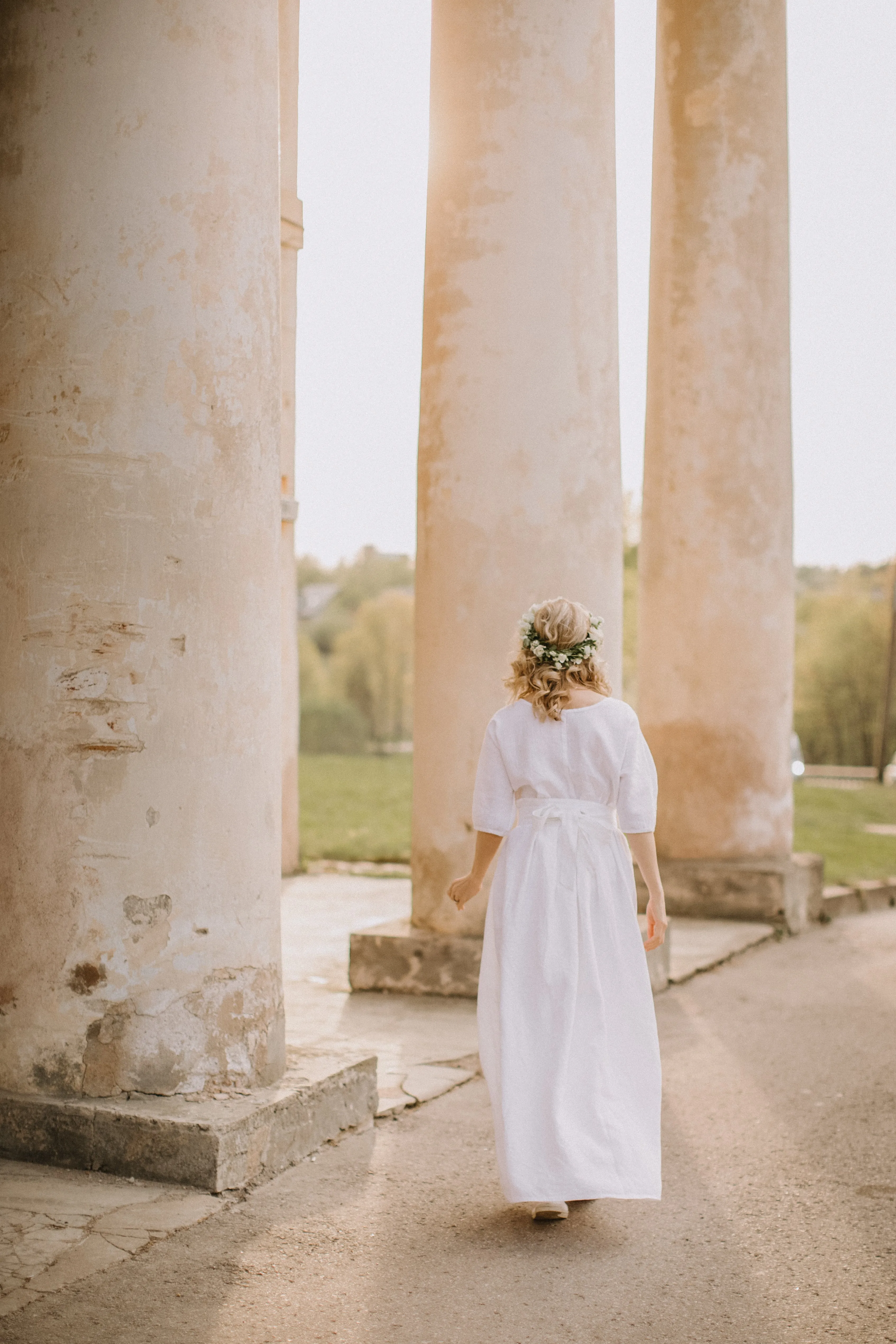 Elegant Linen Boho Wedding Dress