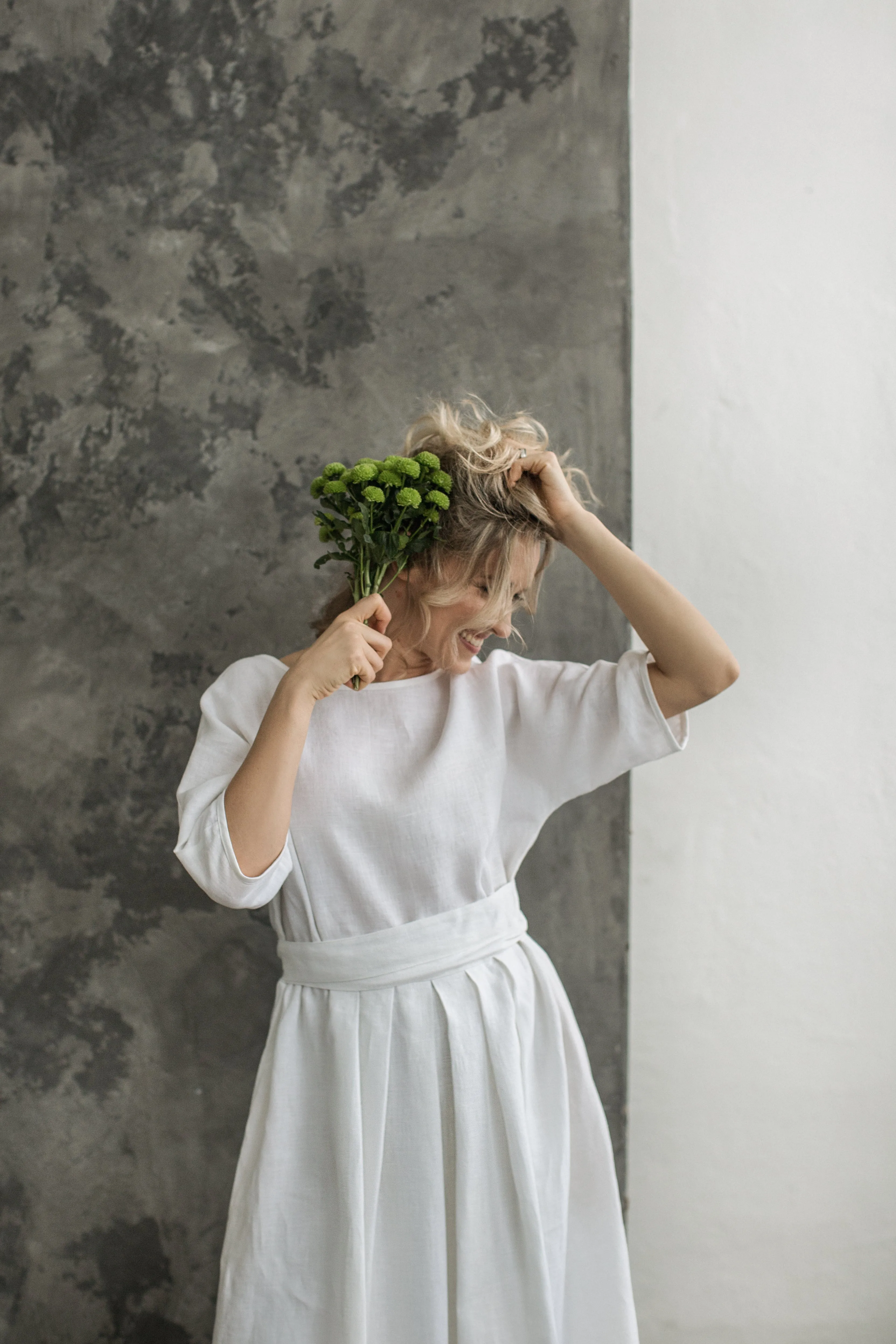 Elegant Linen Boho Wedding Dress