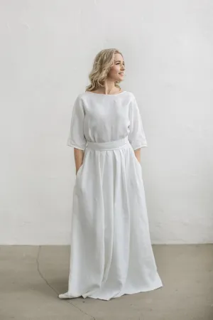 Elegant Linen Boho Wedding Dress