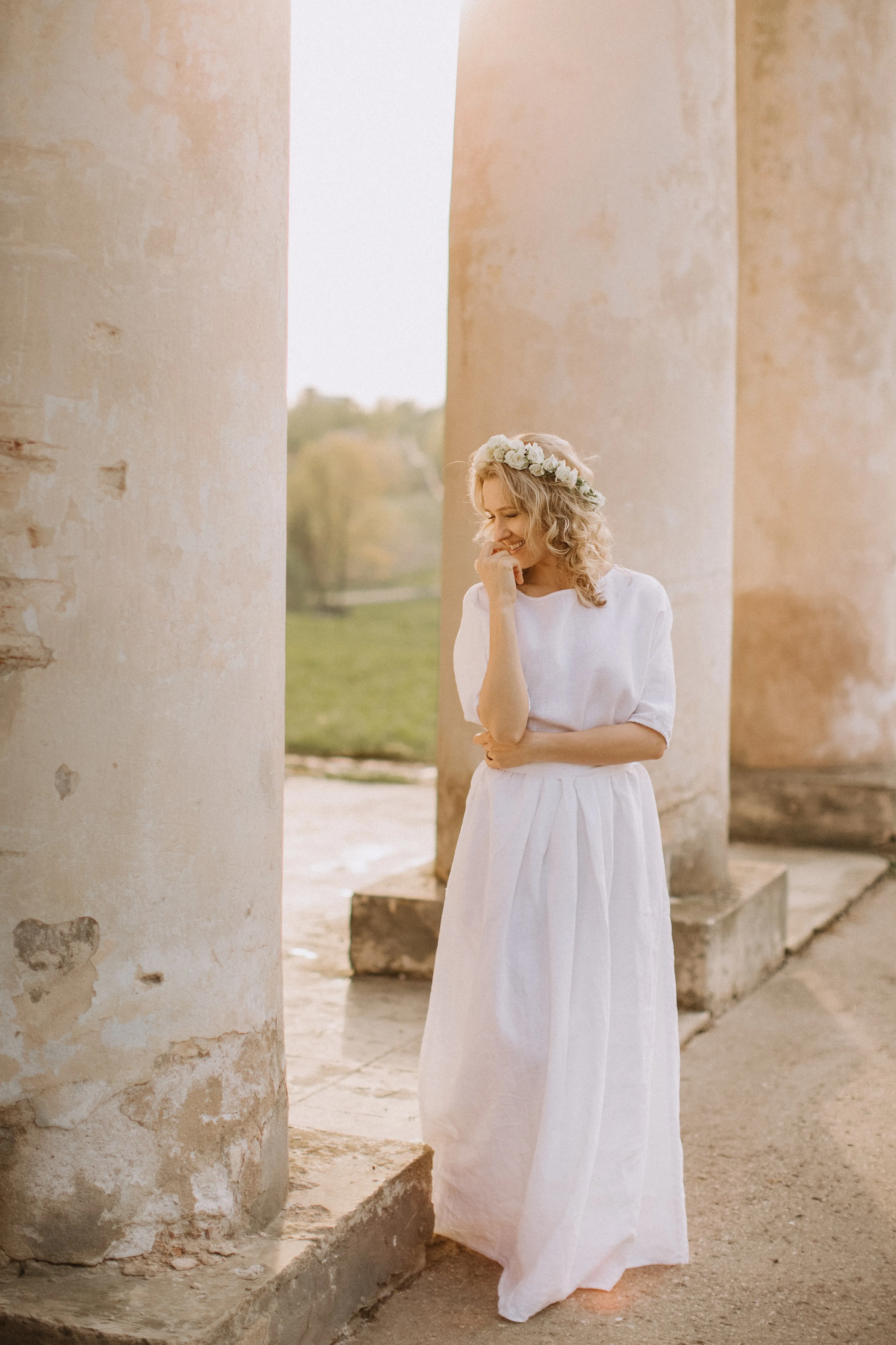 Elegant Linen Boho Wedding Dress