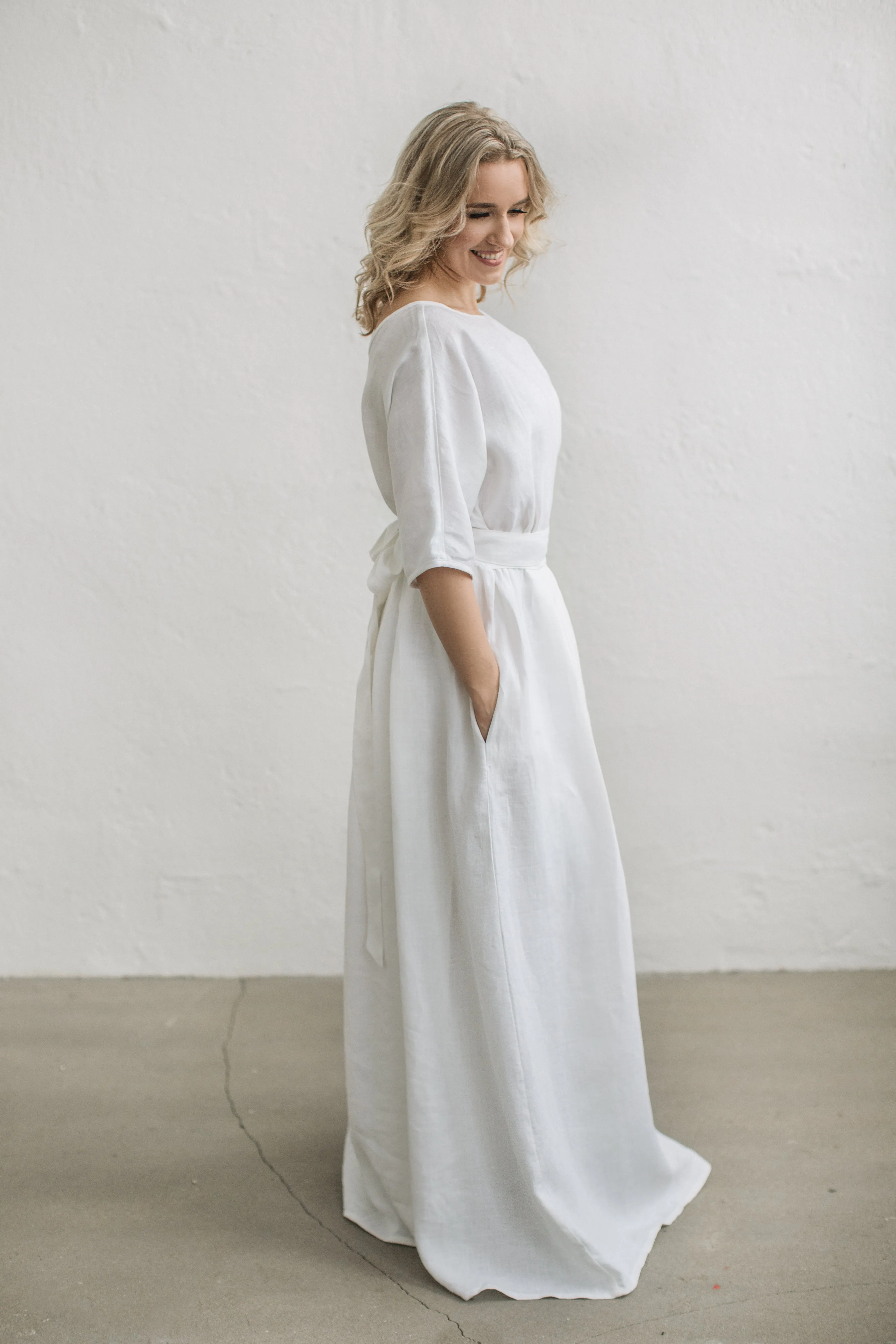 Elegant Linen Boho Wedding Dress