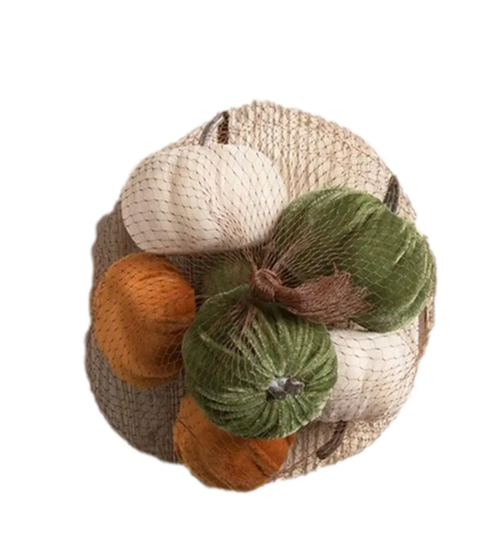 Elegant Miniature Velvet Pumpkins Set of 7