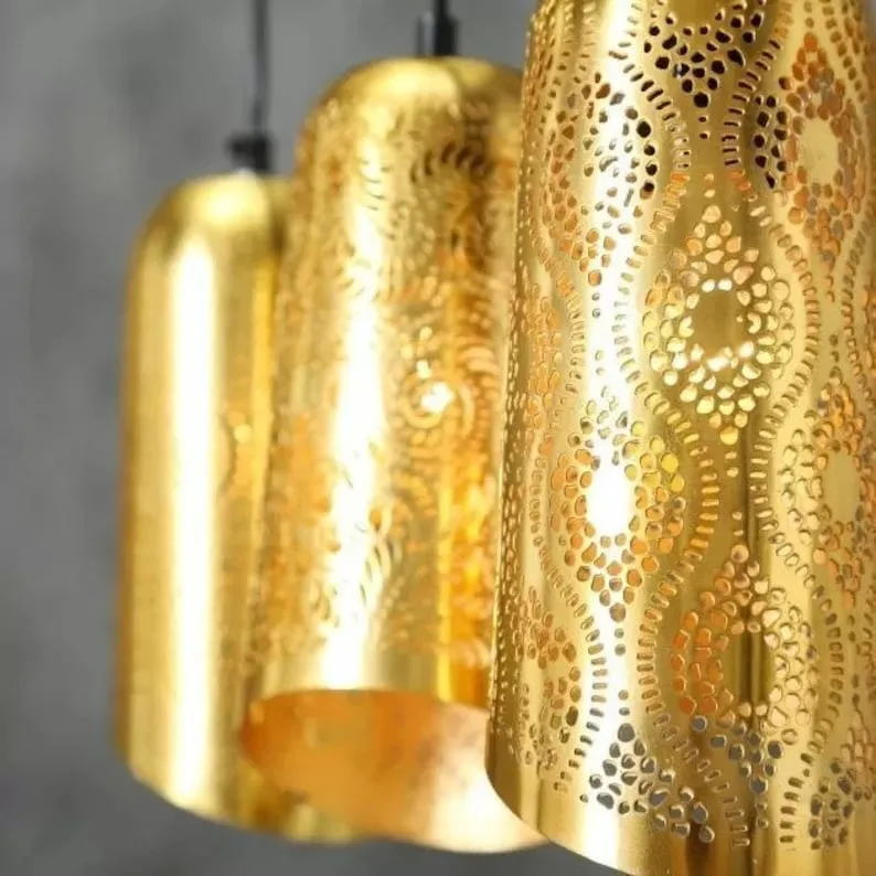 Elegant Moroccan Hanging Pendant Light - Modern Brass Chandelier