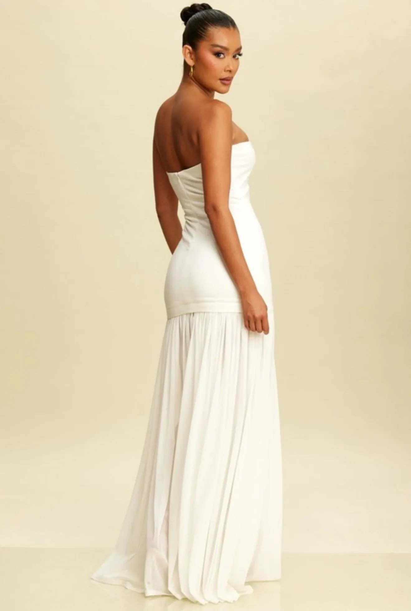 Elegant Shirred Chiffon Maxi Dress