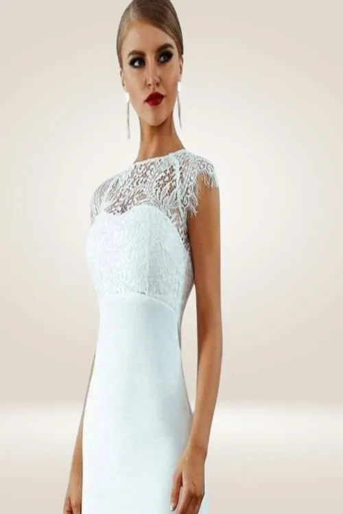Elegant Short Lace Sleeve Cut Out Bodycon Dress