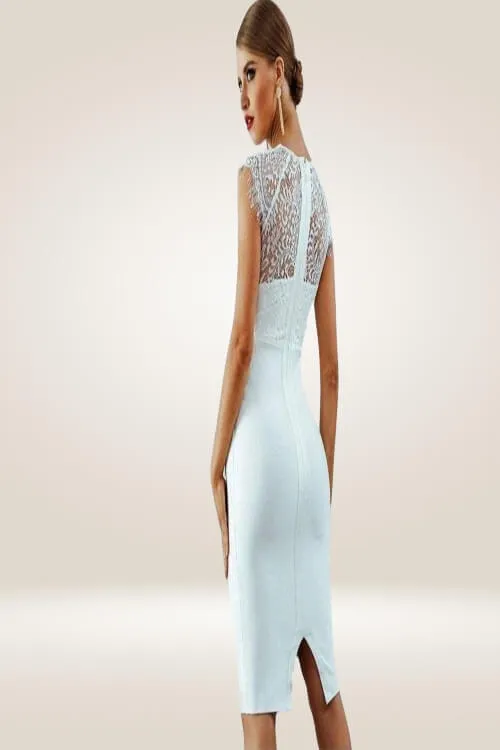 Elegant Short Lace Sleeve Cut Out Bodycon Dress