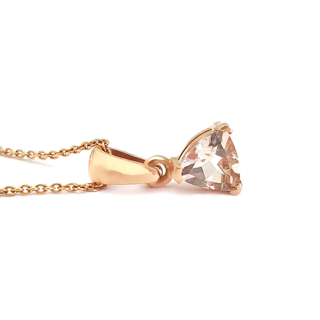 Elegant Three Claw Trilliant Morganite Pendant