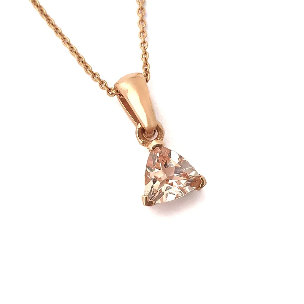 Elegant Three Claw Trilliant Morganite Pendant
