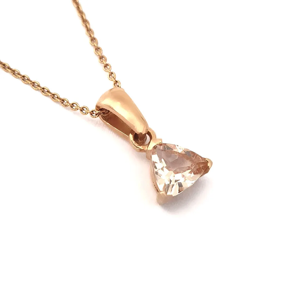 Elegant Three Claw Trilliant Morganite Pendant