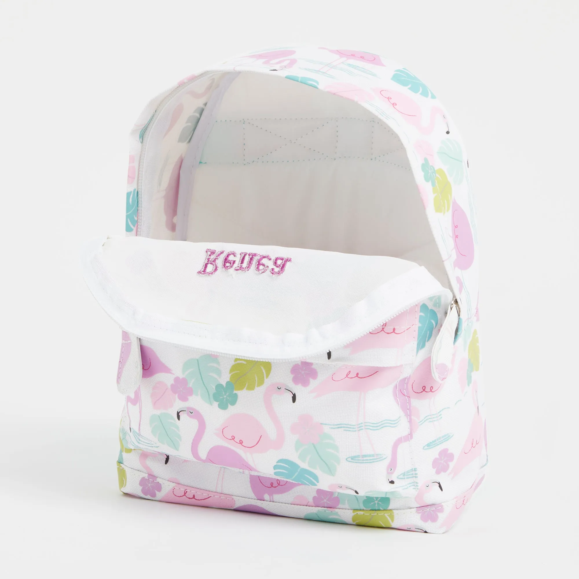 Embroidered Mini Flamingo Backpack
