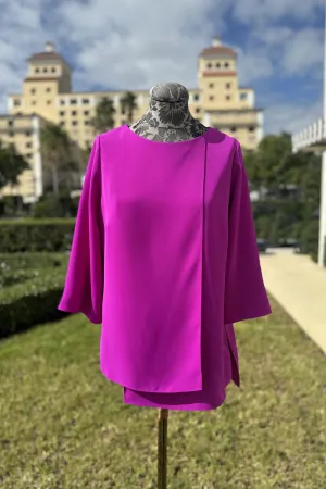 Emmelle Layered Front Layered Front Luxurious Crepe Tunic in Magenta