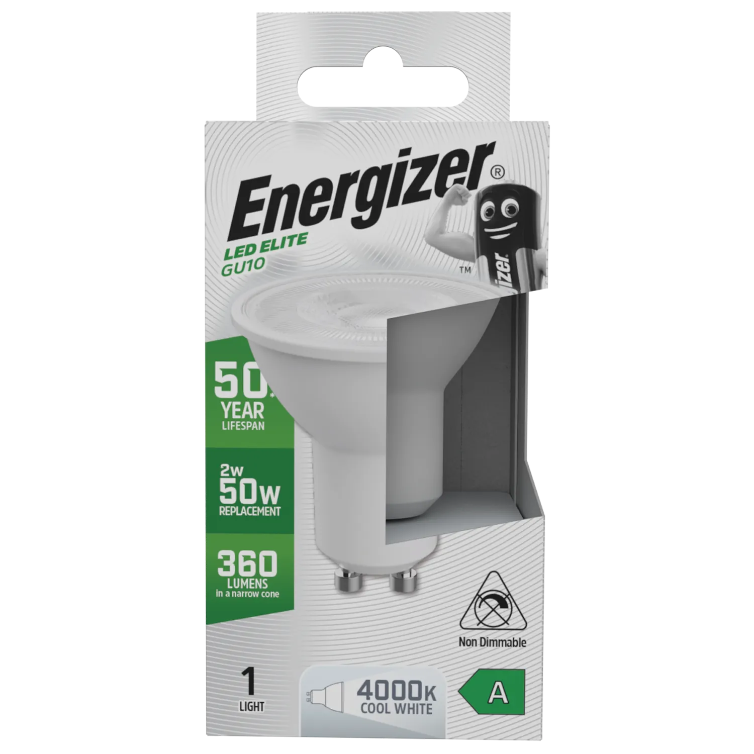 Energizer S29643 A Rated LED Elite GU10 360lm 2W 4000K (Cool White)