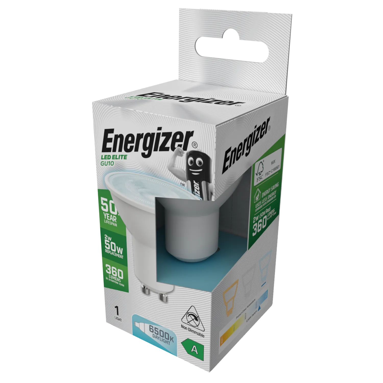 Energizer S29644 A Rated LED Elite GU10 360lm 2W 6500K (Daylight)(12 Pack)
