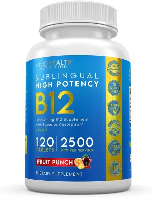 Energy Boosting Sublingual Vitamin B12 with Refreshing Fruit Punch Flavor