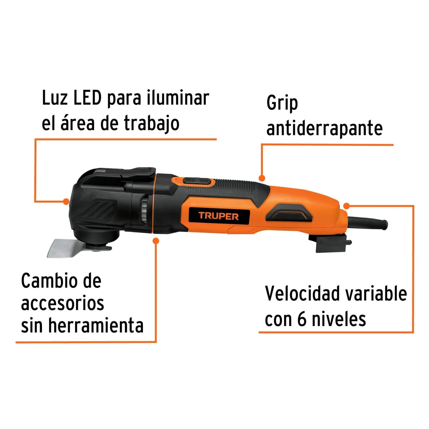 Esmeriladora angular inalámbrica 4-1/2", 20V, sin carbones, Truper 102449