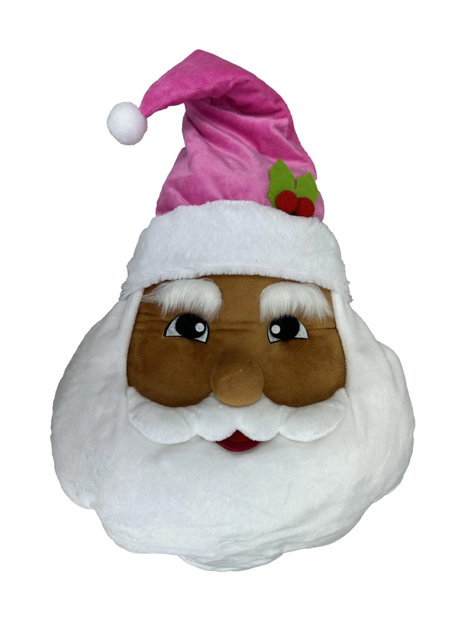 ***EXCLUSIVE*** 17"H x 12"W x 5"D Plush Santa Head: Pink, Brown