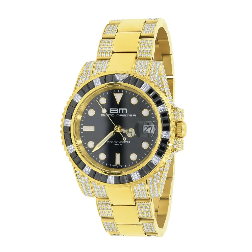 Exclusive Black and White Simulated Diamond Sport Watch