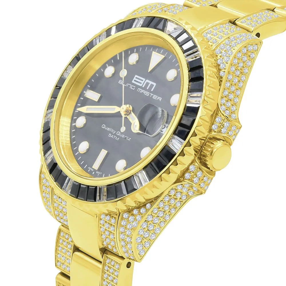 Exclusive Black and White Simulated Diamond Sport Watch