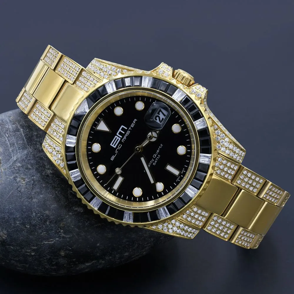 Exclusive Black and White Simulated Diamond Sport Watch