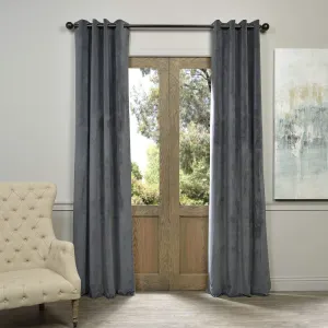Exclusive Fabrics Natural Grey Grommet Velvet Blackout Curtain (1 Panel)
