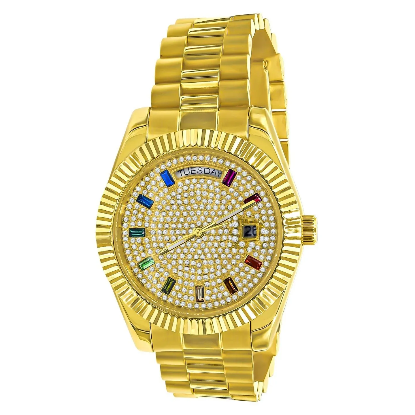 Exotic Rainbow Dial Luxury CZ Watch