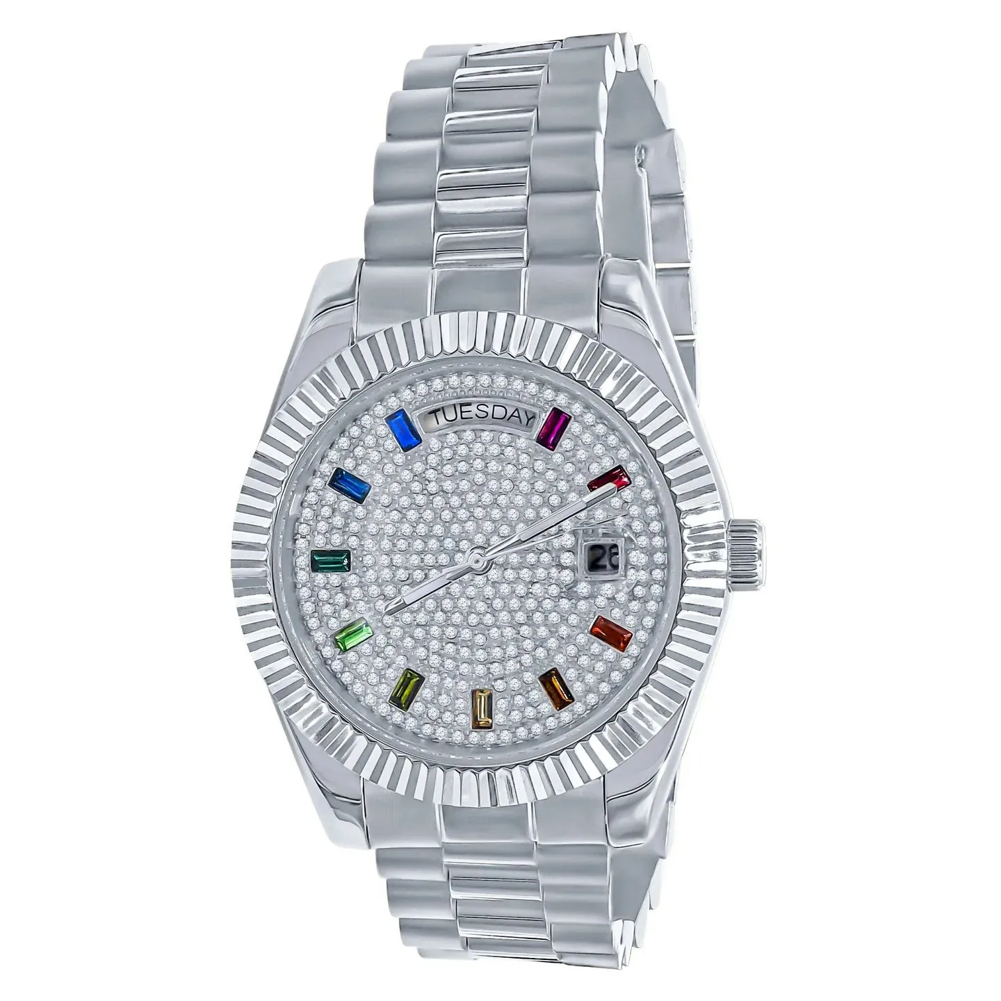 Exotic Rainbow Dial Luxury CZ Watch
