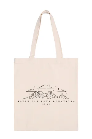Faith Can Move Mountains Print Minimalist Fashion Tote Bag - Pack of 6