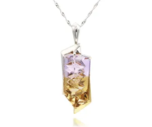 Fancy Cut Ametrine Two Tone Angular Necklace