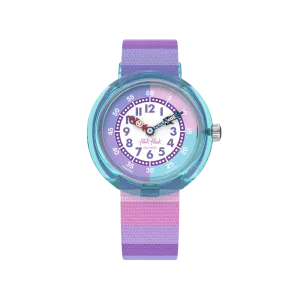 Flik Flak Stripy Purple Organized Chaos 32mm Fbnp225 watch