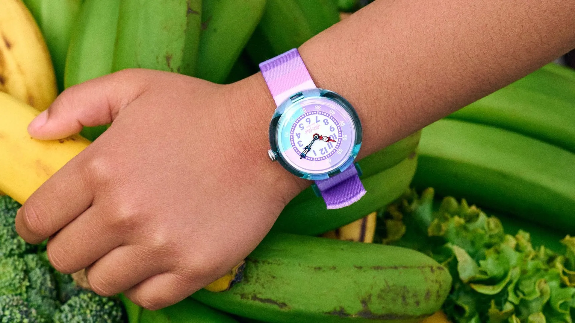 Flik Flak Stripy Purple Organized Chaos 32mm Fbnp225 watch