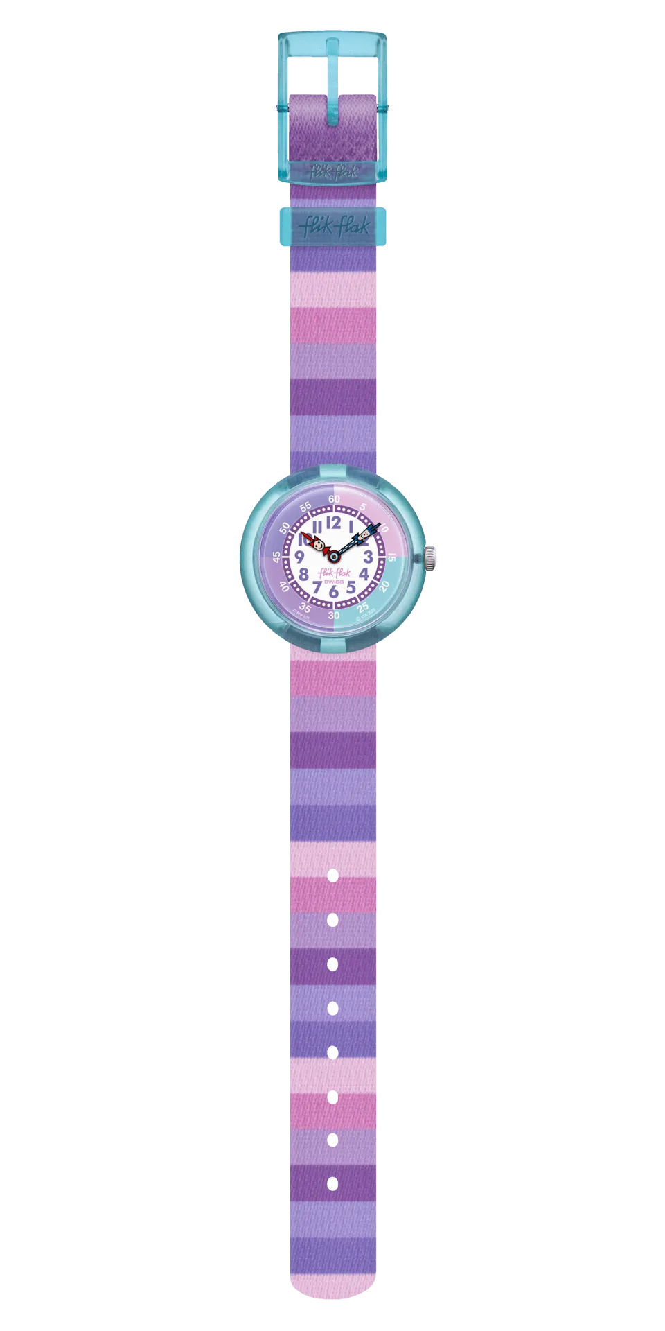 Flik Flak Stripy Purple Organized Chaos 32mm Fbnp225 watch