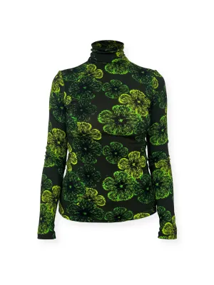 Floral Green Turtleneck