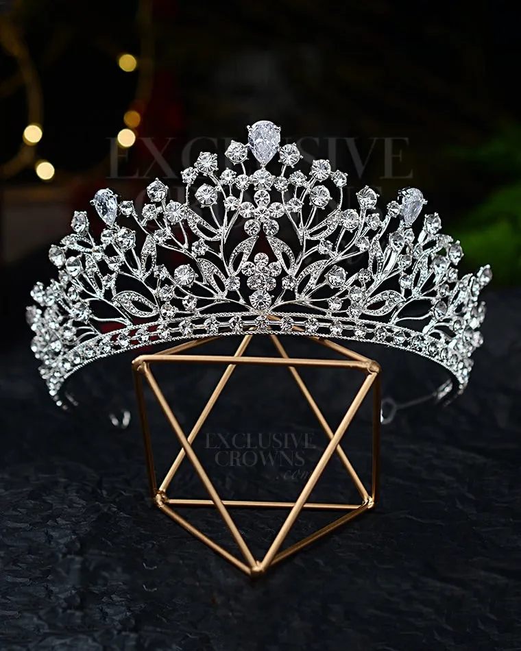 Floral Wedding Style Rhinestone Tiara
