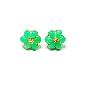 Flower Jade Stud Earrings (14K)