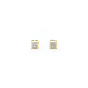 Framed Square Diamond Cluster Stud Earrings (10K)