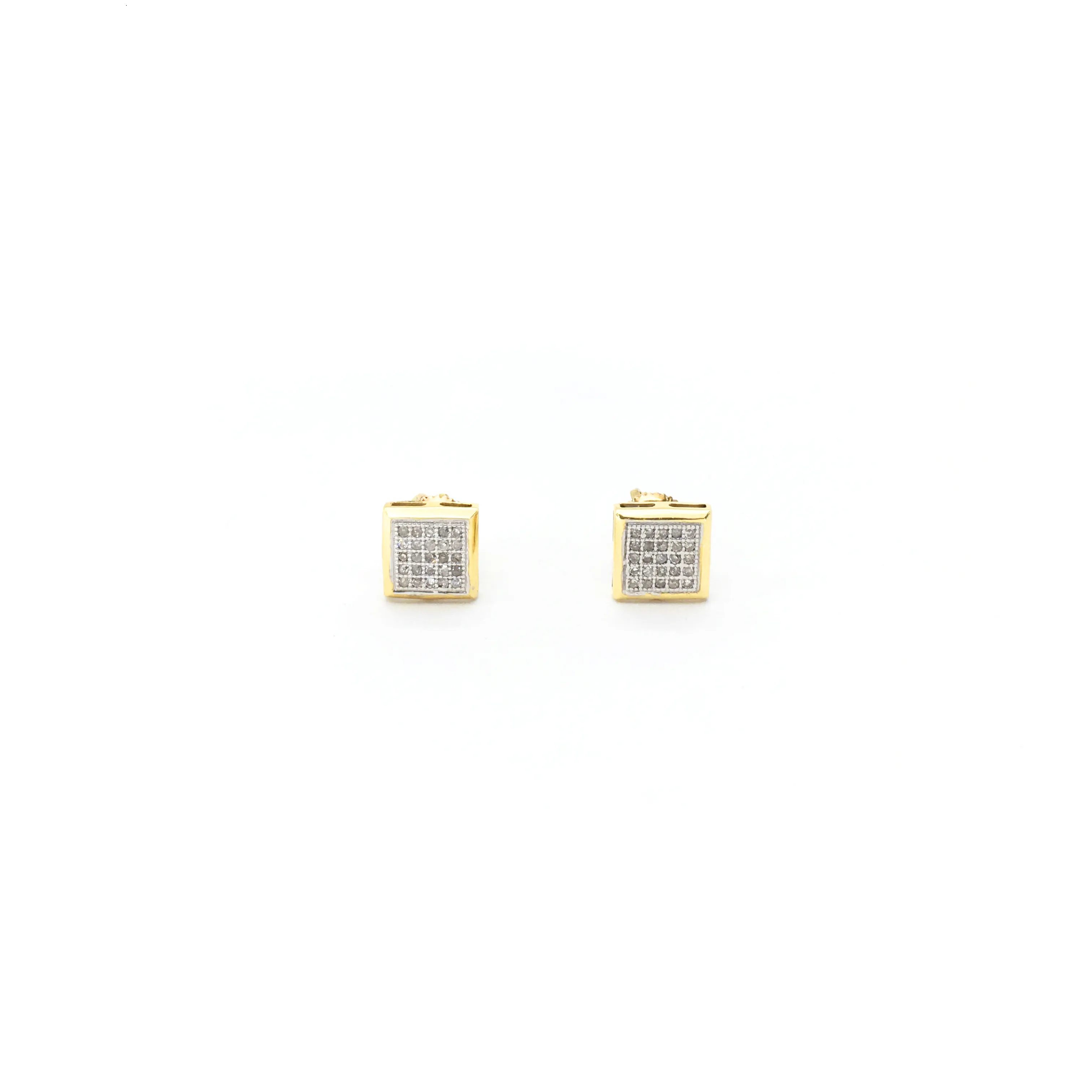 Framed Square Diamond Cluster Stud Earrings (10K)