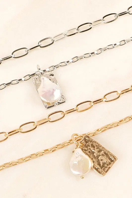 Fresh Water Pearl Necklace - Rhodium