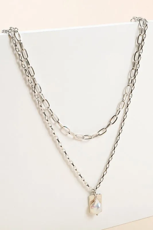 Fresh Water Pearl Necklace - Rhodium