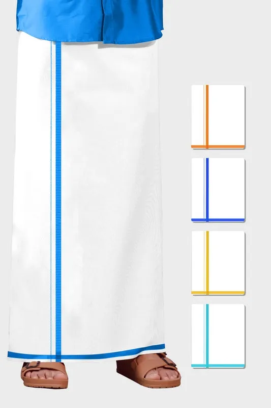 Frosty -  Blue Single Layered Dhoti For Men | Uathayam