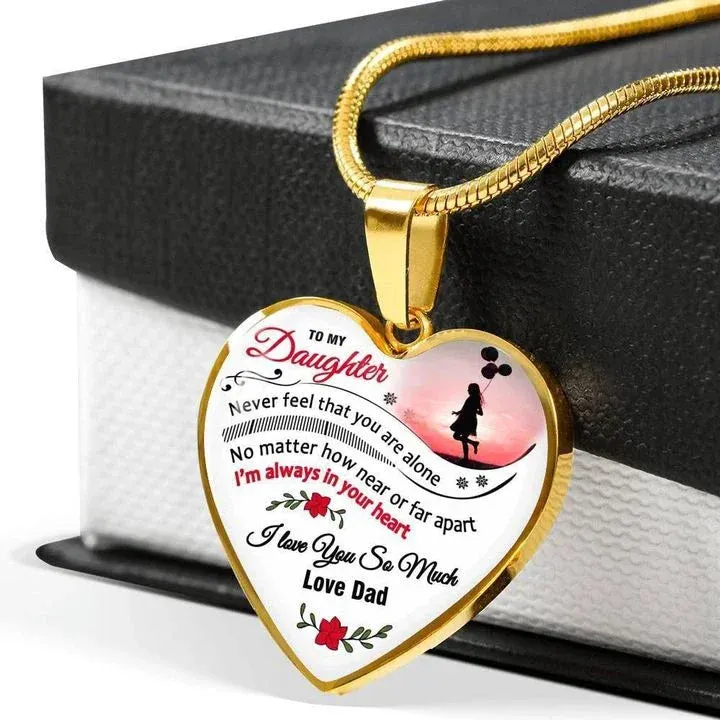 Gift For Daughter - Inspirational Letter Love Heart Shape Necklace