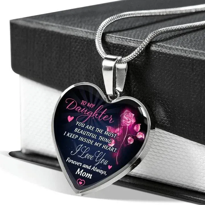 Gift For Daughter - Inspirational Letter Love Heart Shape Necklace