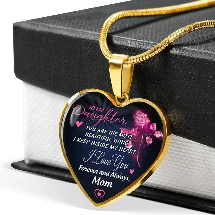Gift For Daughter - Inspirational Letter Love Heart Shape Necklace